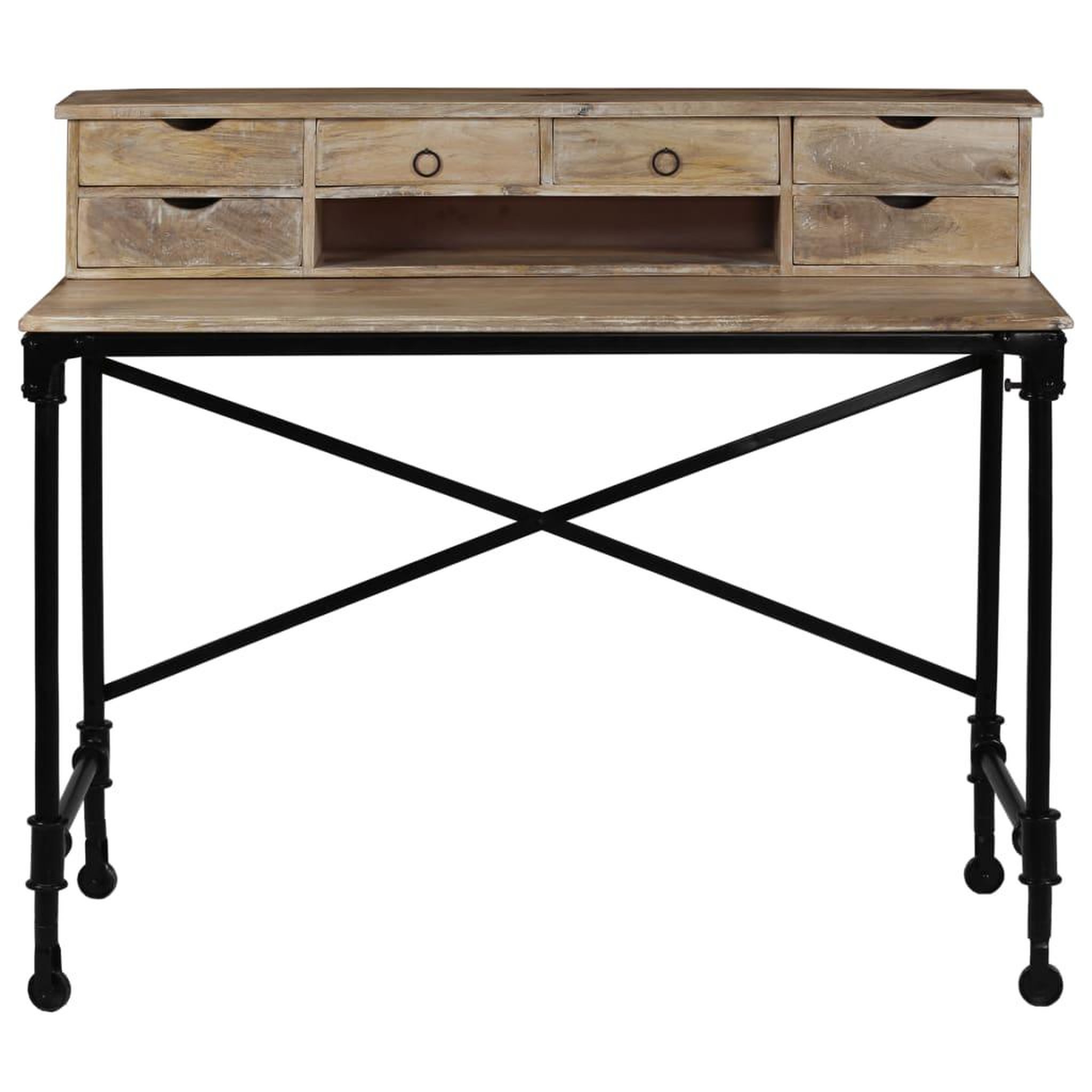 Voir la diapositive 3 : VIDAXL Bureau Bois de manguier massif et acier 110 x 50 x 96 cm