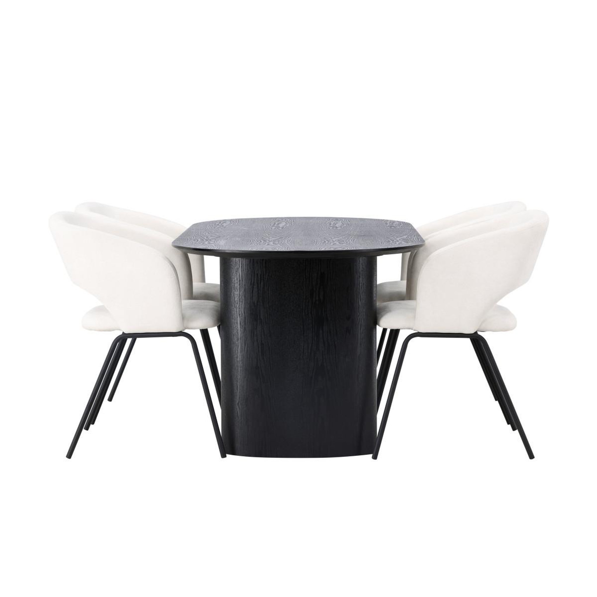 Voir la diapositive 2 : Paris Prix Ensemble table à manger & 4 chaises  isolde & day  180cm noir & blanc cassé