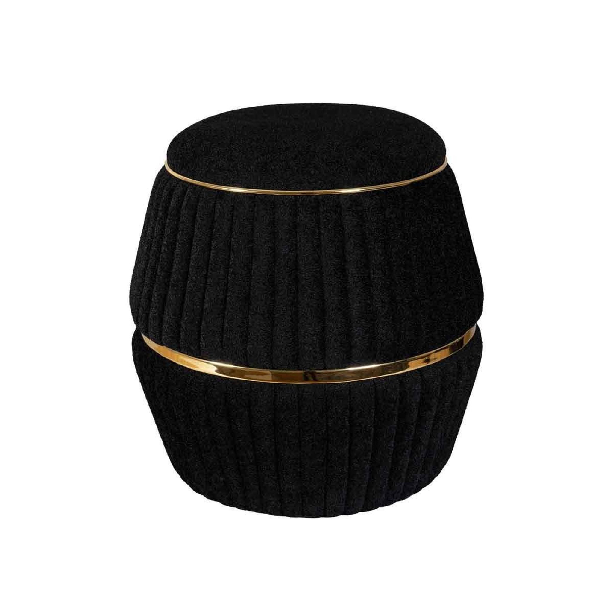 Voir la diapositive 2 : Paris Prix Pouf matelassé design  doric  53cm noir & or