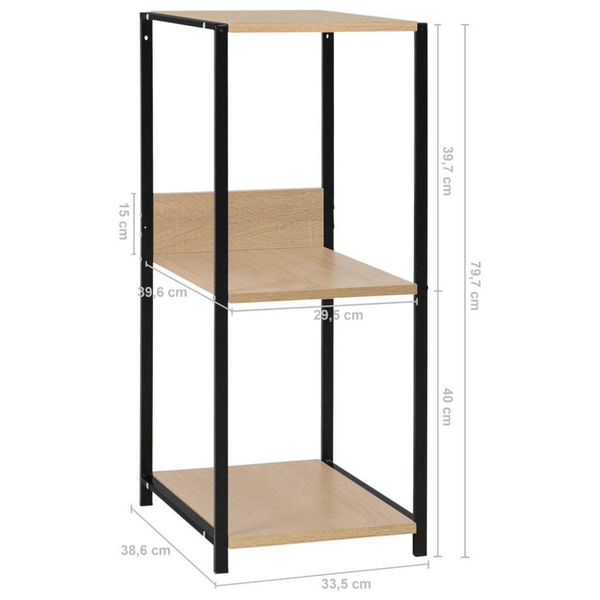 VIDAXL Etagere a livres droite petite Noir et chene 33,5x39,6x79,7 cm