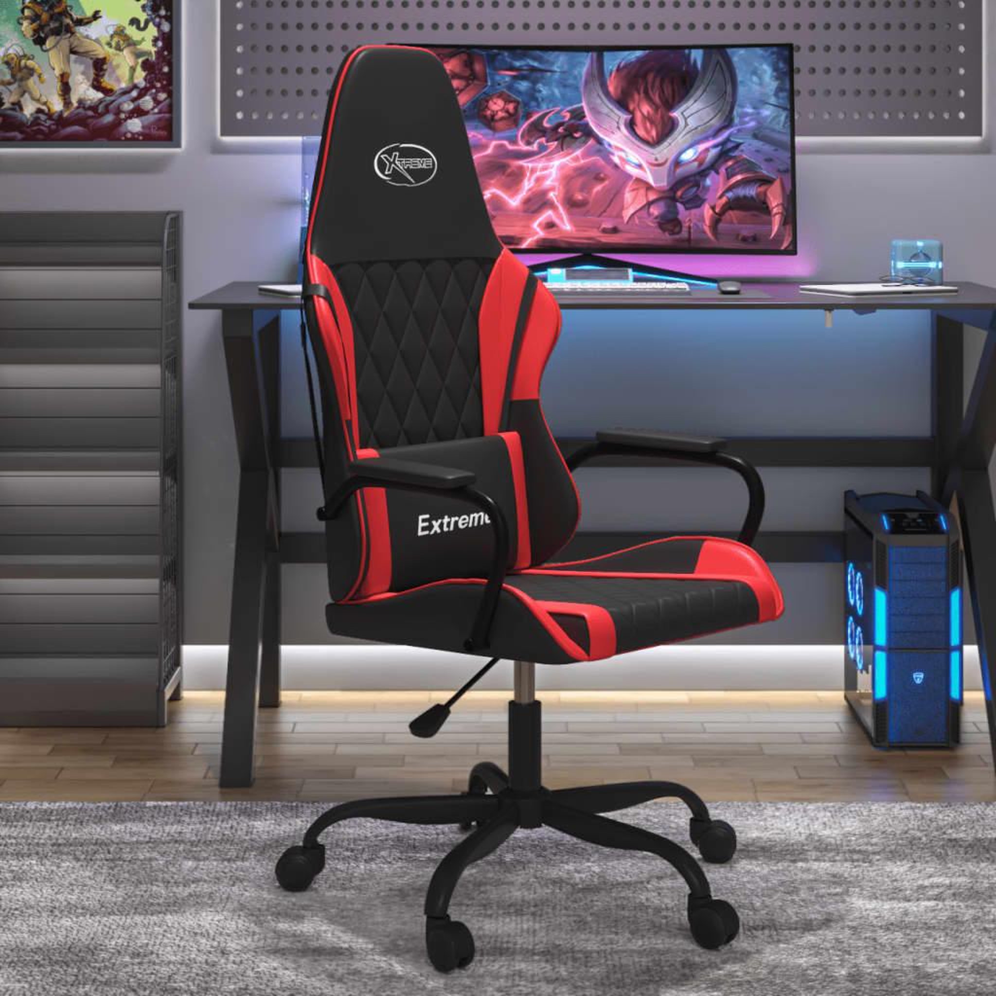 VIDAXL Chaise de jeu de massage Noir et rouge Similicuir