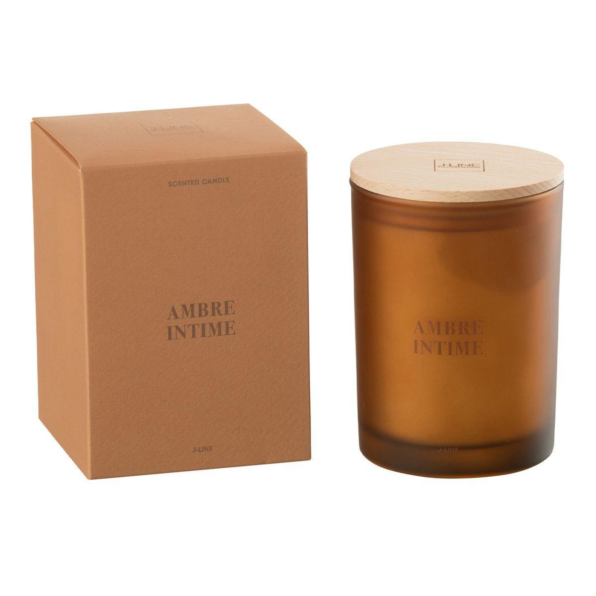 Voir la diapositive 2 : J-LINE Bougie parfumée  accords essentiels  12cm ambre intime