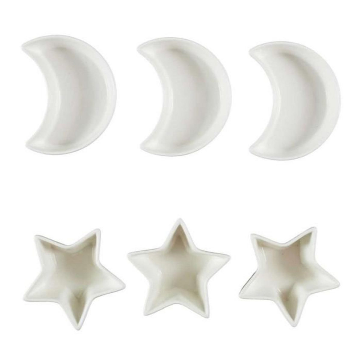 Paris Prix Service Apéritif 6 Pièces  Étoiles & Lunes  11cm Blanc