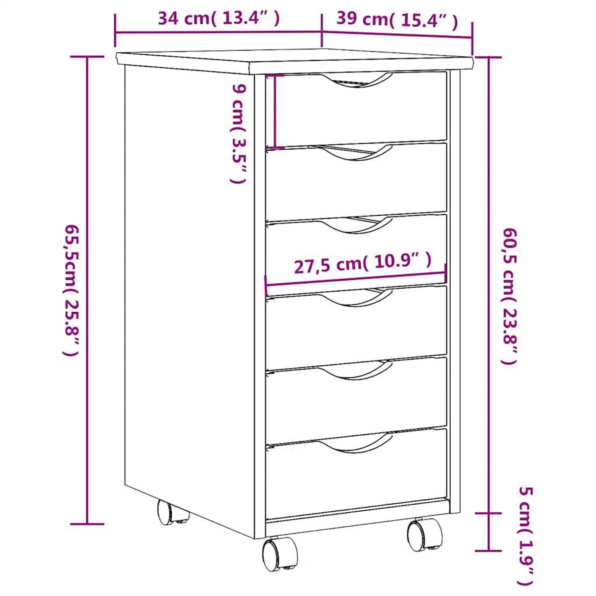 Voir la diapositive 6 : VIDAXL Armoire roulante avec tiroirs MOSS blanc bois de pin solide