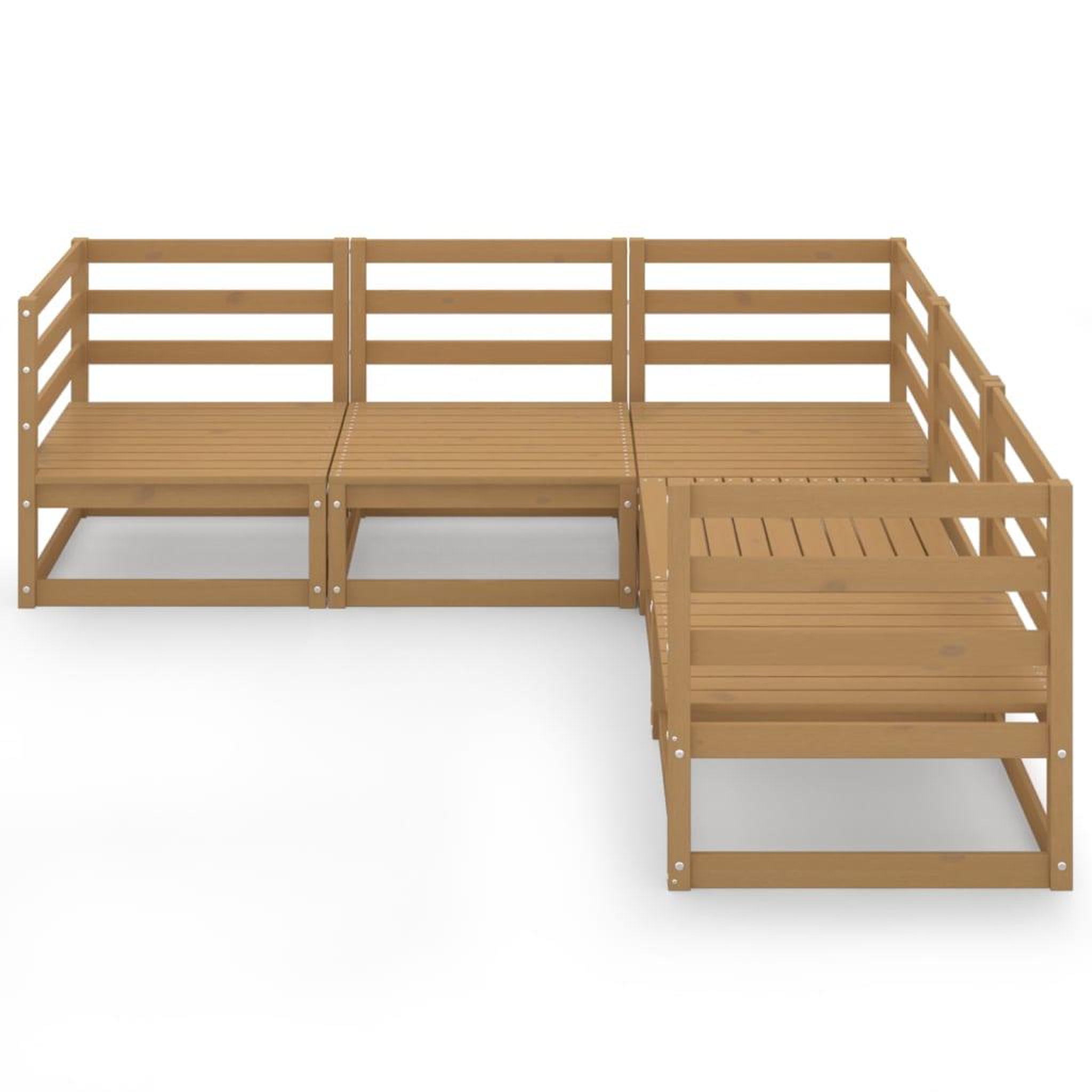 Voir la diapositive 3 : VIDAXL Salon de jardin 5 pcs marron miel bois de pin massif