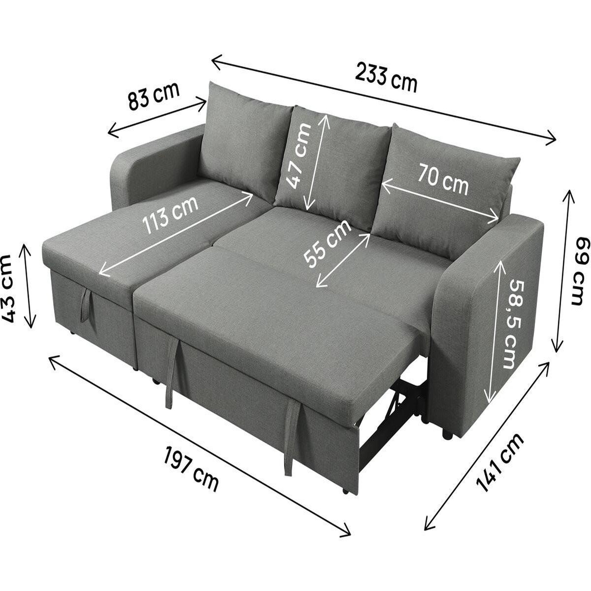 Voir la diapositive 3 : Habitat et Jardin Canapé d'angle réversible/convertible en tissu  victor  - 3 places - gris