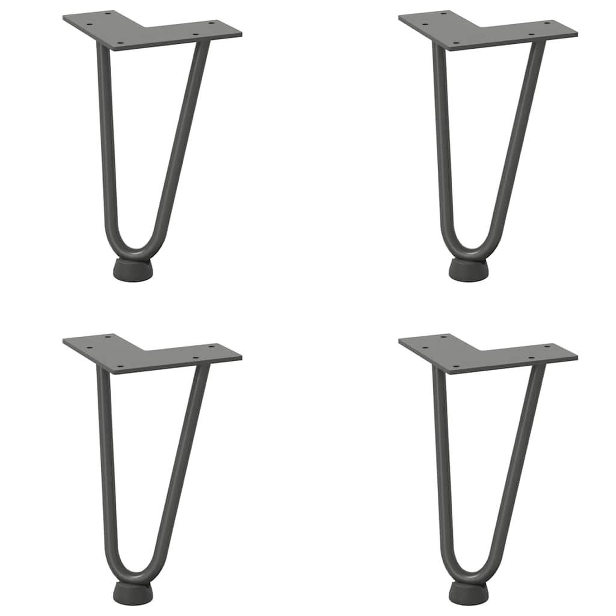 Voir la diapositive 2 : VIDAXL Pieds de table en forme d'epingle a cheveux 4 pcs anthracite