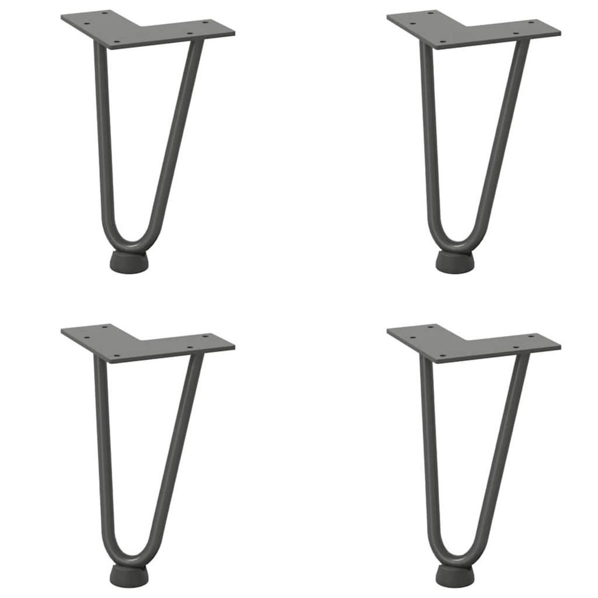 VIDAXL Pieds de table en forme d'epingle a cheveux 4 pcs anthracite