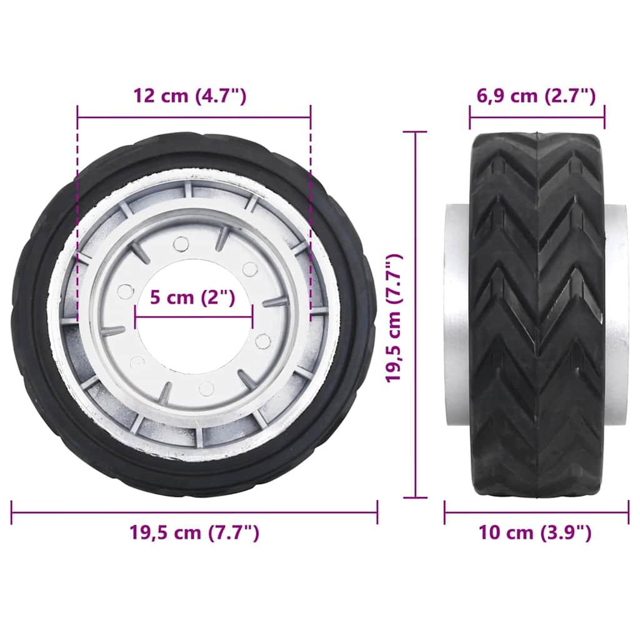 Voir la diapositive 6 : VIDAXL Roue pour remorque Ø19,5x10 cm aluminium et caoutchouc