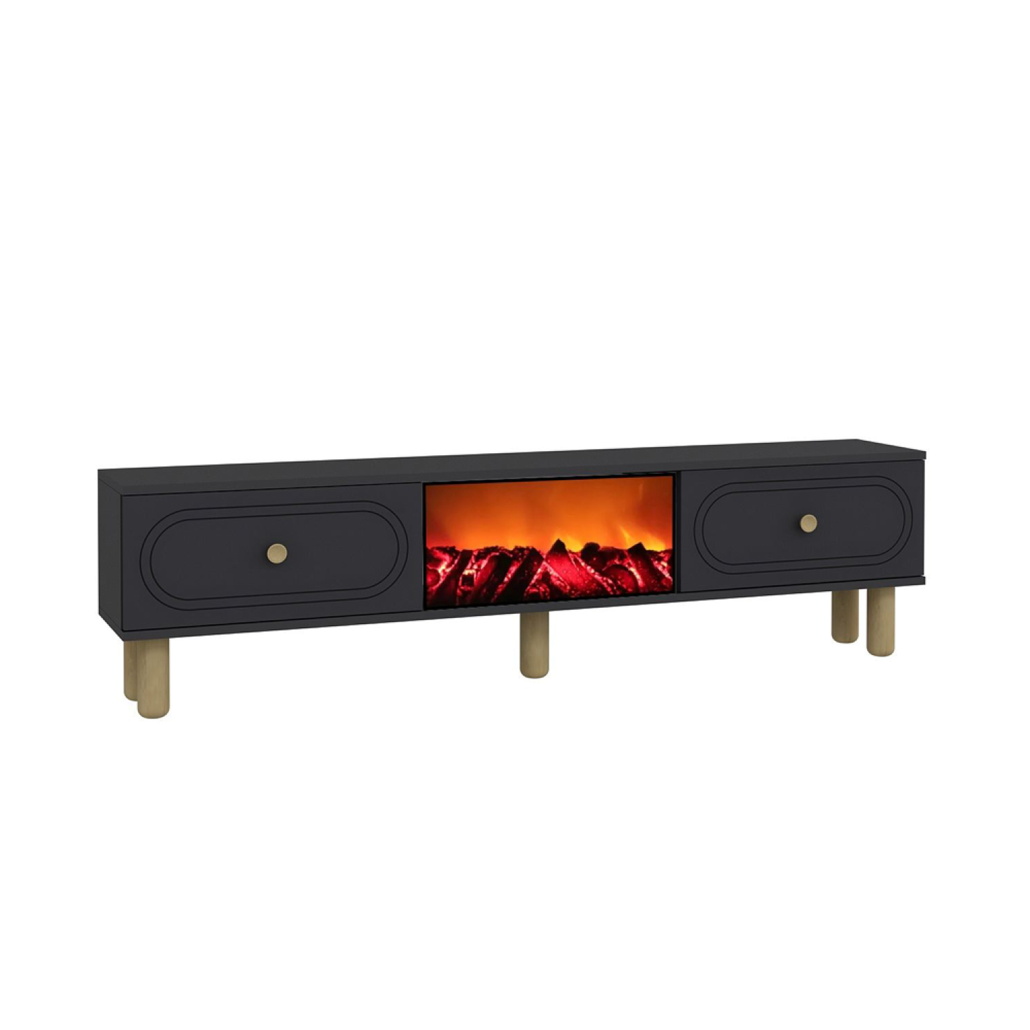 Voir la diapositive 4 : CONCEPT USINE Meuble tv avec cheminée led 150cm gris anthracite fyri