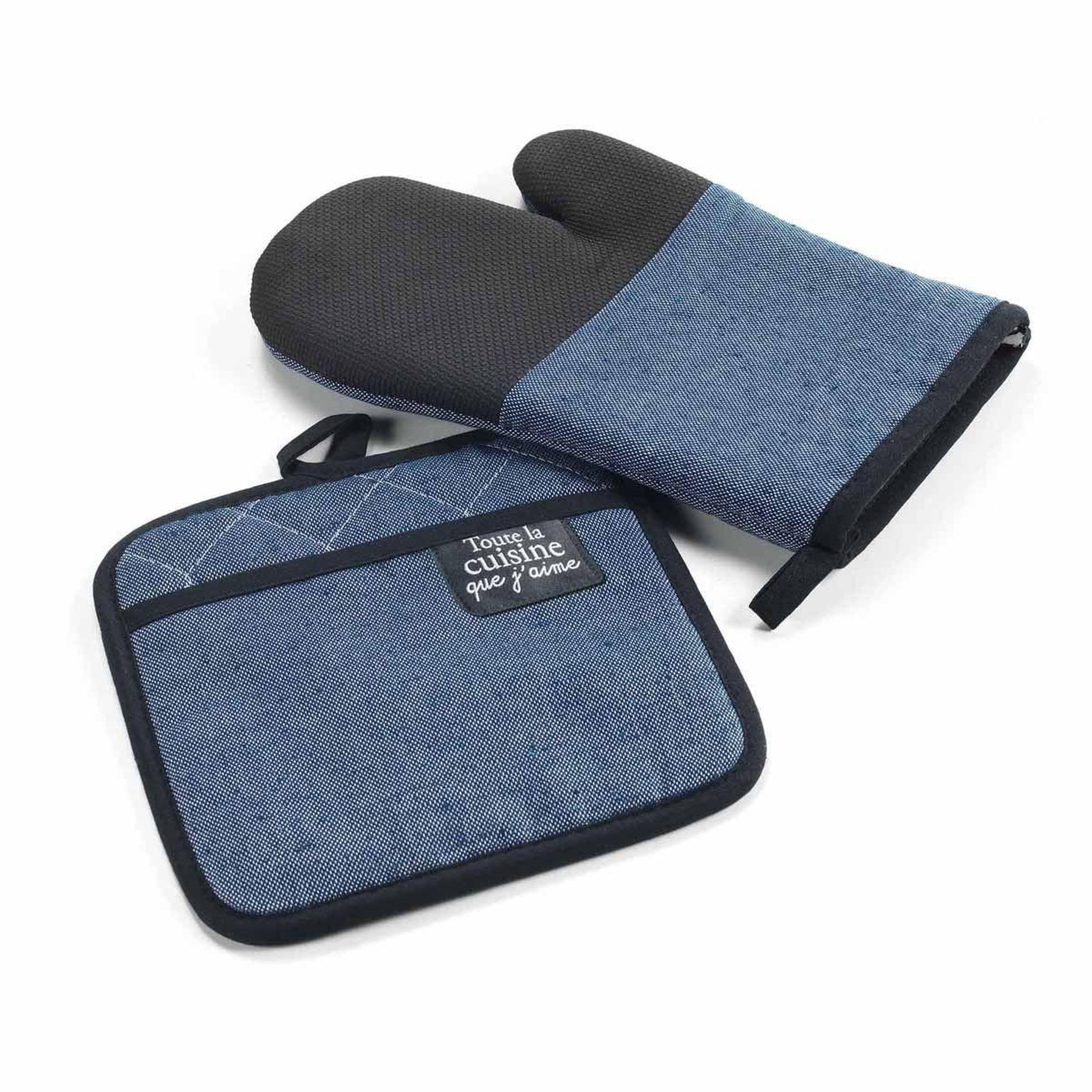 Douceur d'Intérieur Gant & manique chambray  harold  18x28cm bleu