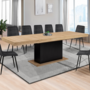 Voir la diapositive 2 : ID MARKET Table à manger extensible rectangle EDEN 8-12 personnes bois et noir 200-250 cm