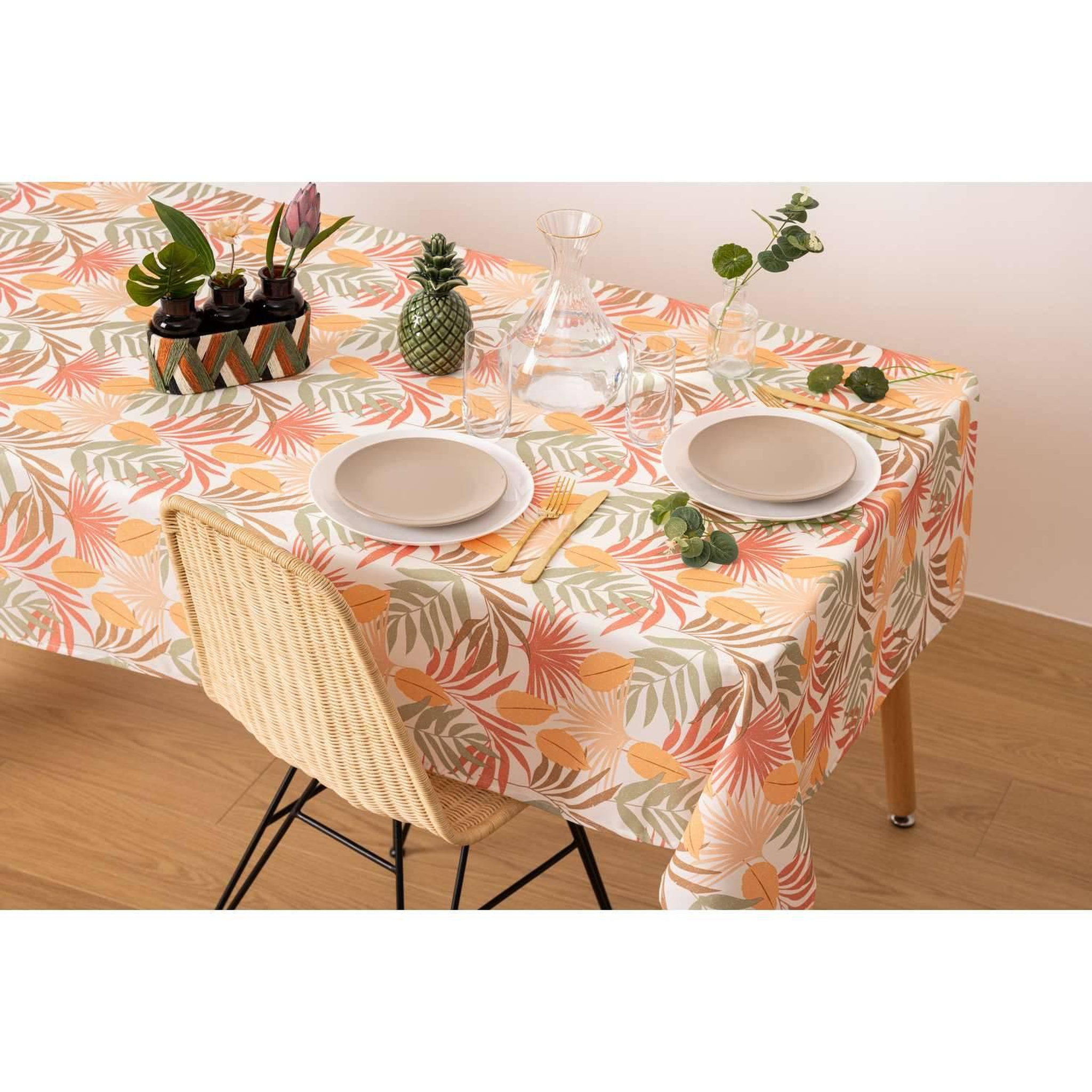 Voir la diapositive 2 : ATMOSPHERA Nappe anti-tache rectangulaire palm - 140 x 240 cm - multicolore