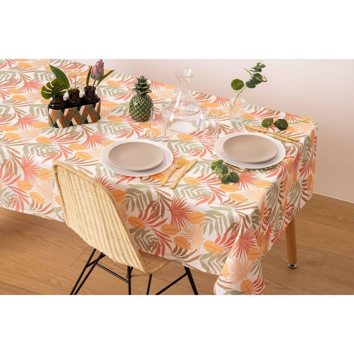 ATMOSPHERA Nappe anti-tache rectangulaire Palm - 140 x 240 cm - Multicolore