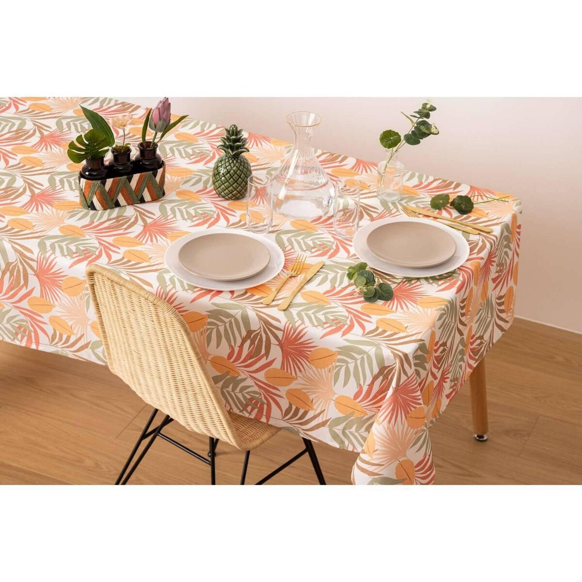 ATMOSPHERA Nappe anti-tache rectangulaire Palm - 140 x 240 cm - Multicolore