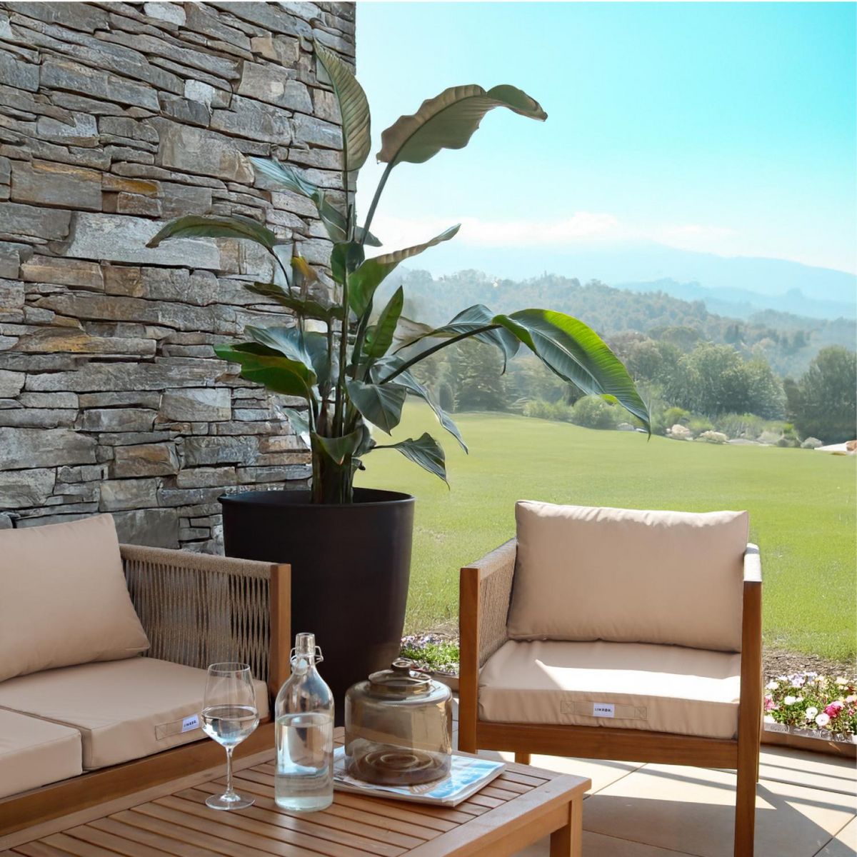 LINXOR Kit de coussins pour salon de jardin déhoussables - 60 x 60 cm