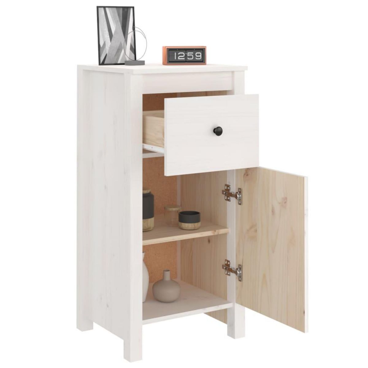 VIDAXL Buffet blanc 40x35x80 cm bois massif de pin