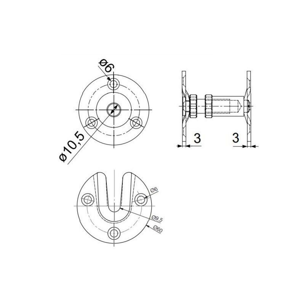 TORBEL Support de rampe droit réglable à visser zingué blanc TORBEL 9930031