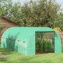 Voir la diapositive 2 : OUTSUNNY Serre de jardin tunnel 18 m² système d'arrosage intégré acier renforcé PE haute densité vert