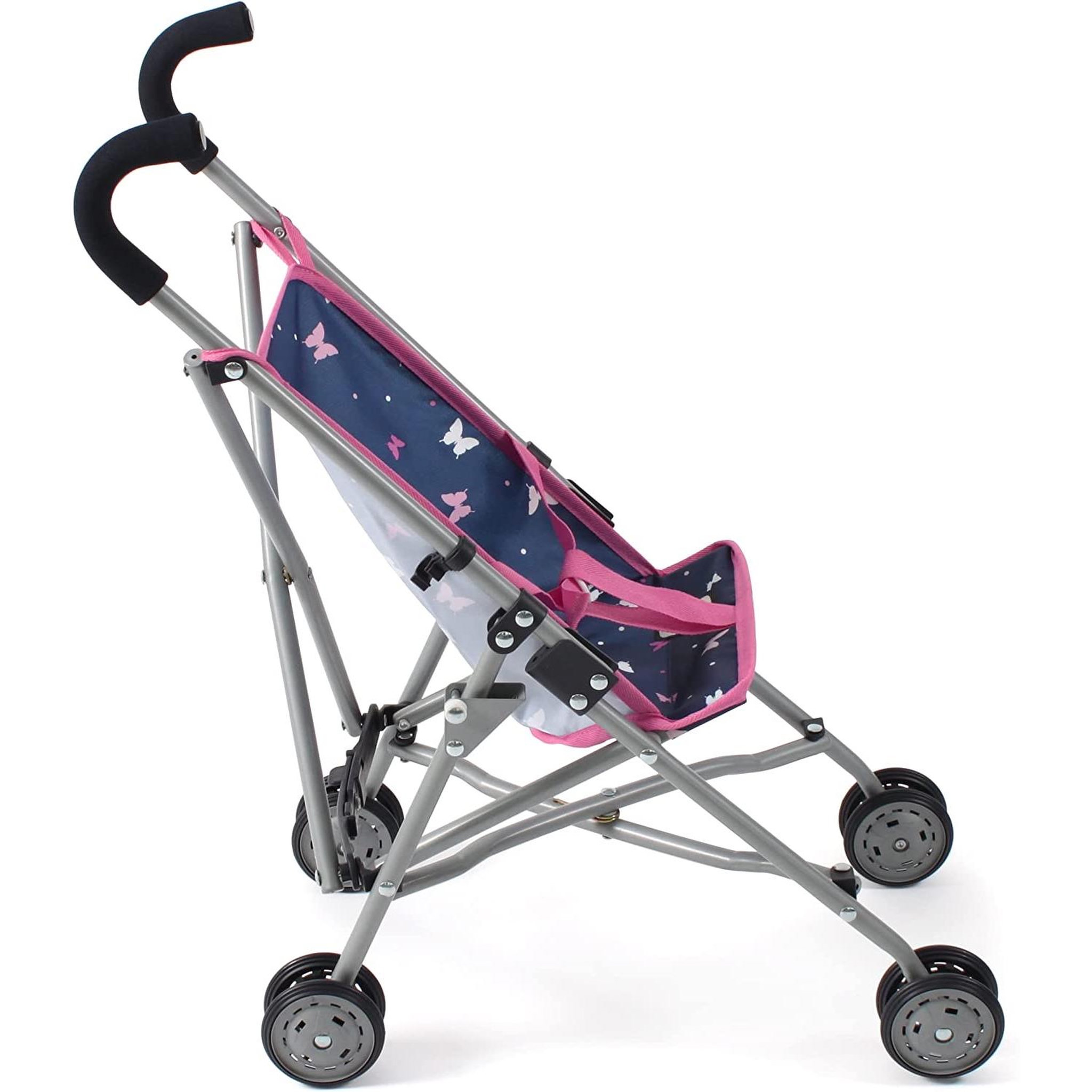 Voir la diapositive 2 : BAYER CHIC 2000 Mini-Buggy ROMA Papillons rose bleu pour poupée