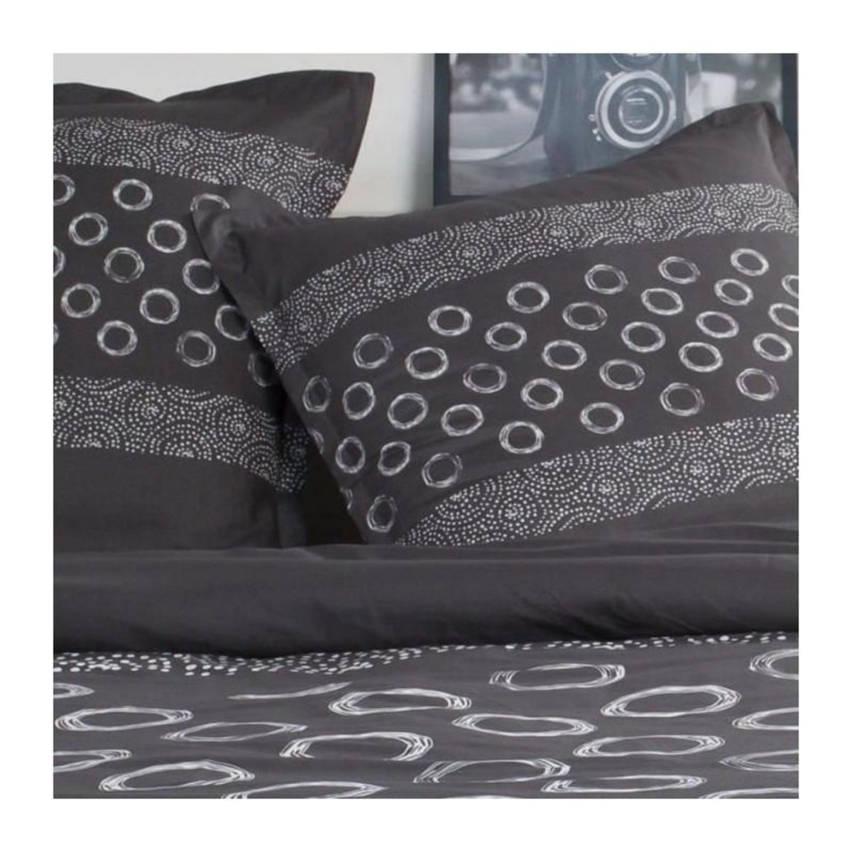 Today TODAY Parure de lit Coton 2 personnes - 240x260 cm - Imprime Gris Gael