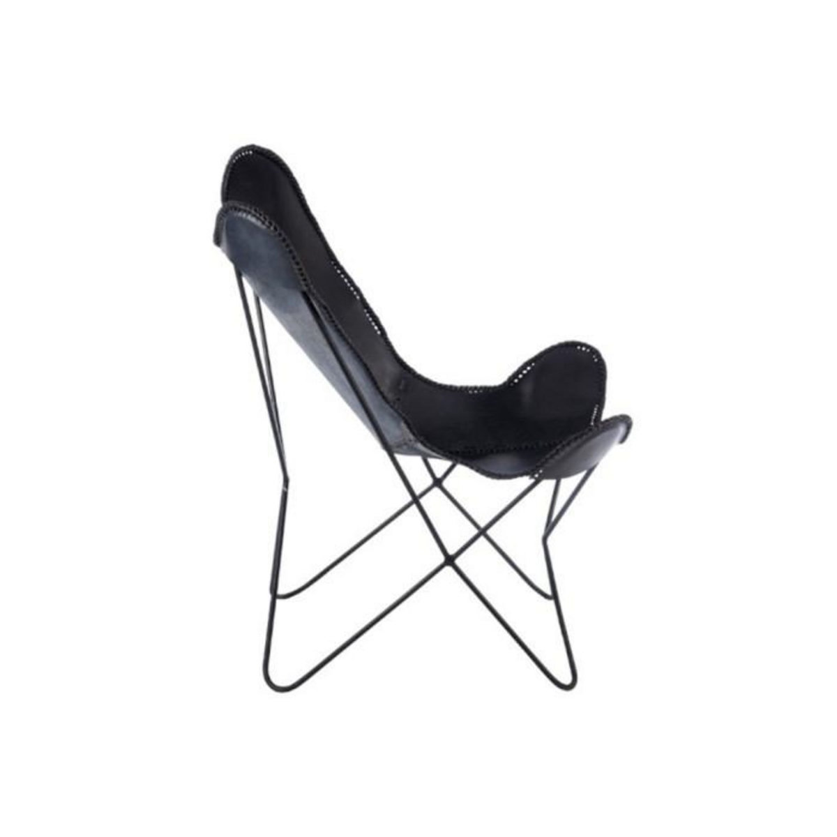 Paris Prix Fauteuil Design en Cuir  Papillon  92cm Noir