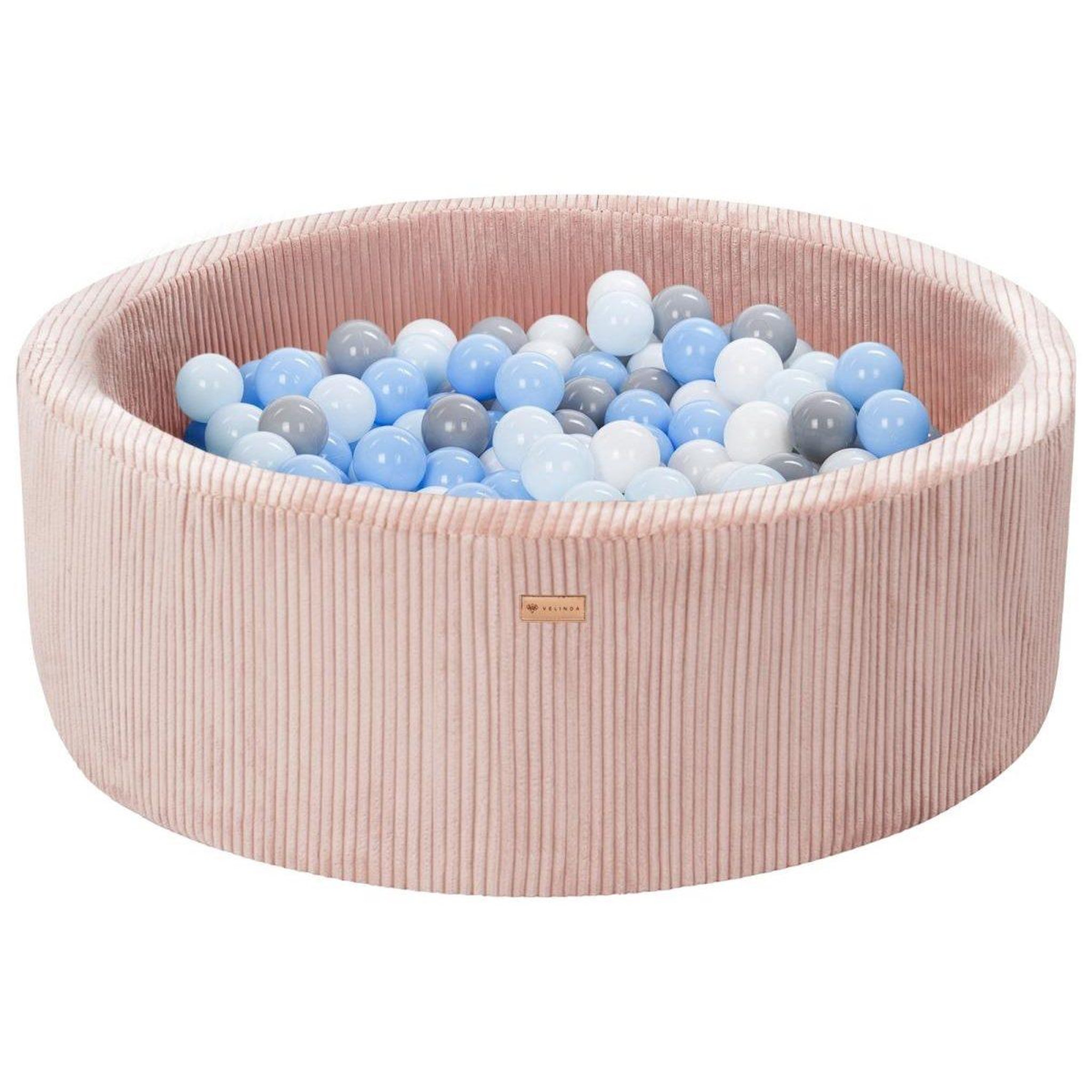 VELINDA Piscine à balles en velours côtelé avec 300 balles, diamètre env. 90 cm — rose clair