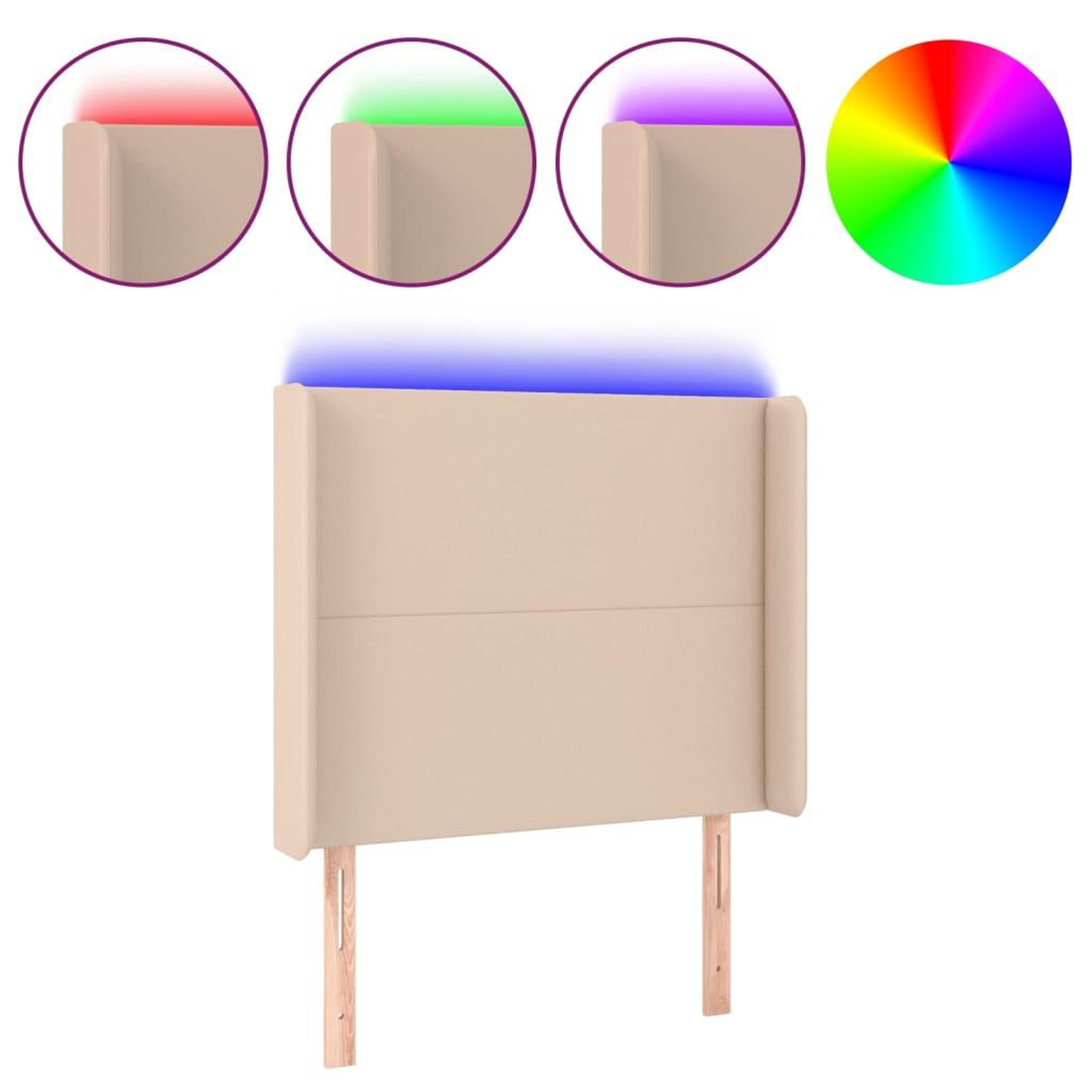 Voir la diapositive 2 : VIDAXL Tete de lit a LED Cappuccino 103x16x118/128 cm Similicuir