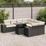 VIDAXL Salon de jardin 9 pcs avec coussins noir resine tressee