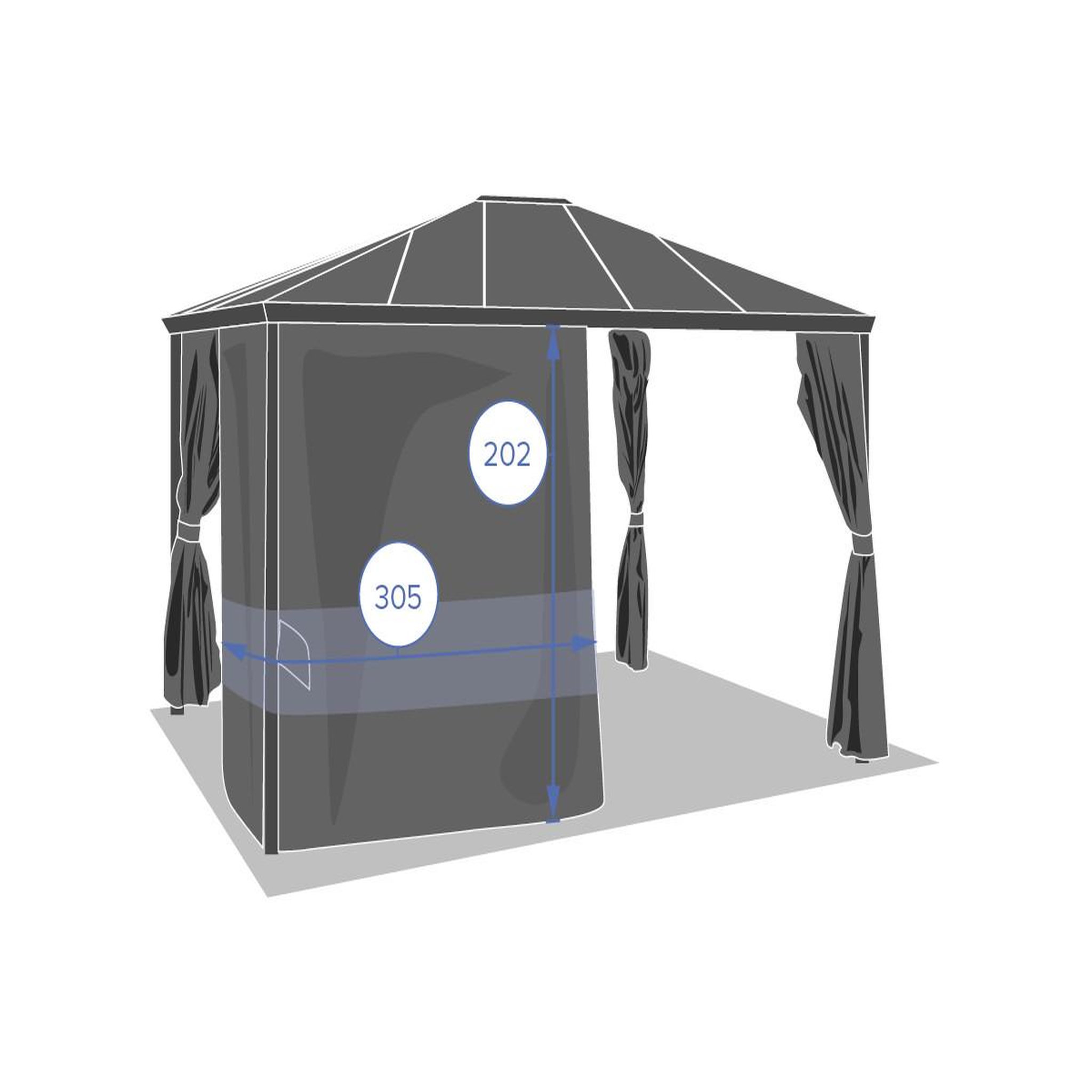 Voir la diapositive 2 : HESPERIDE Jeu de 4 rideaux pour pergola belize 3,6 x 3 m - hespéride