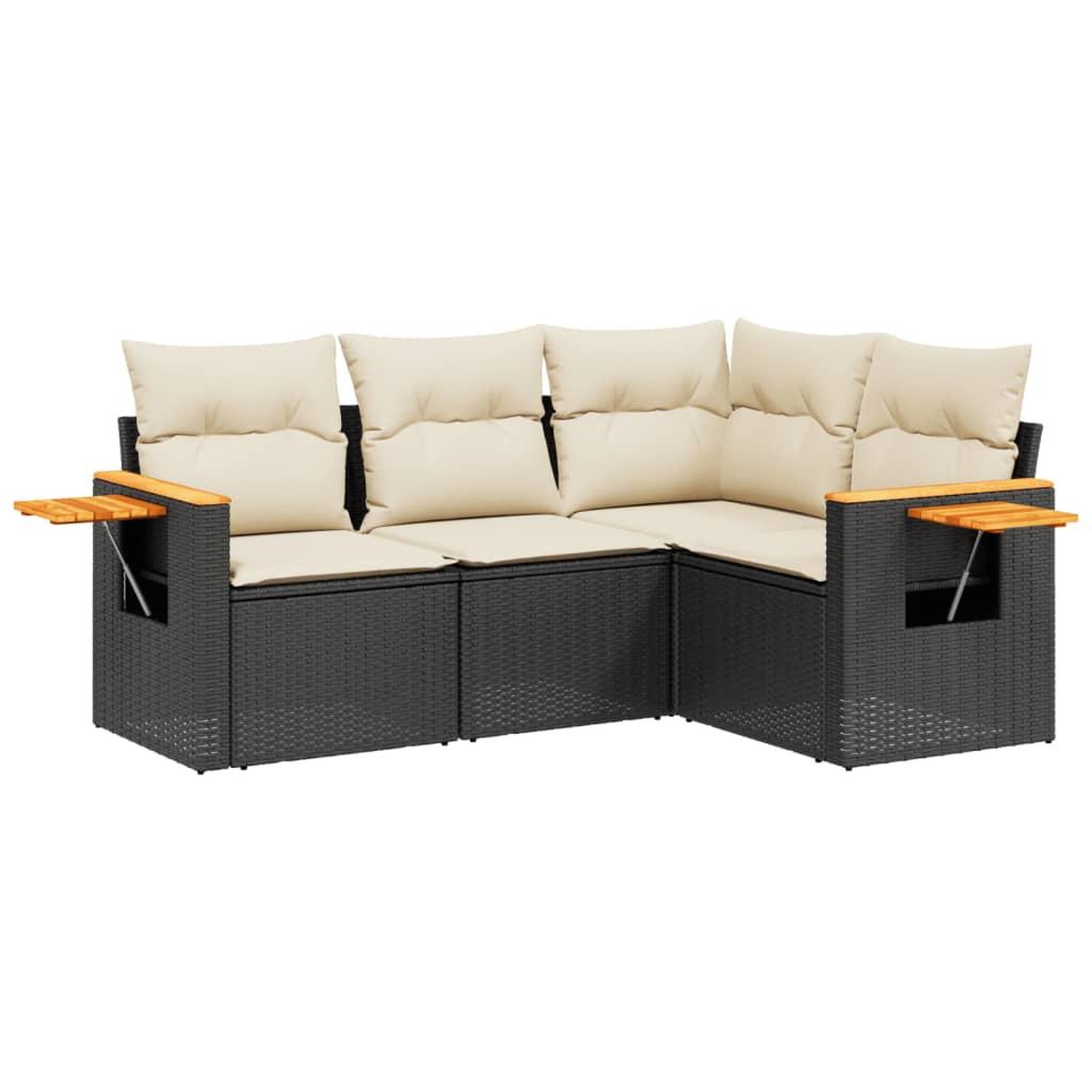 Voir la diapositive 2 : VIDAXL Salon de jardin 4 pcs avec coussins noir resine tressee