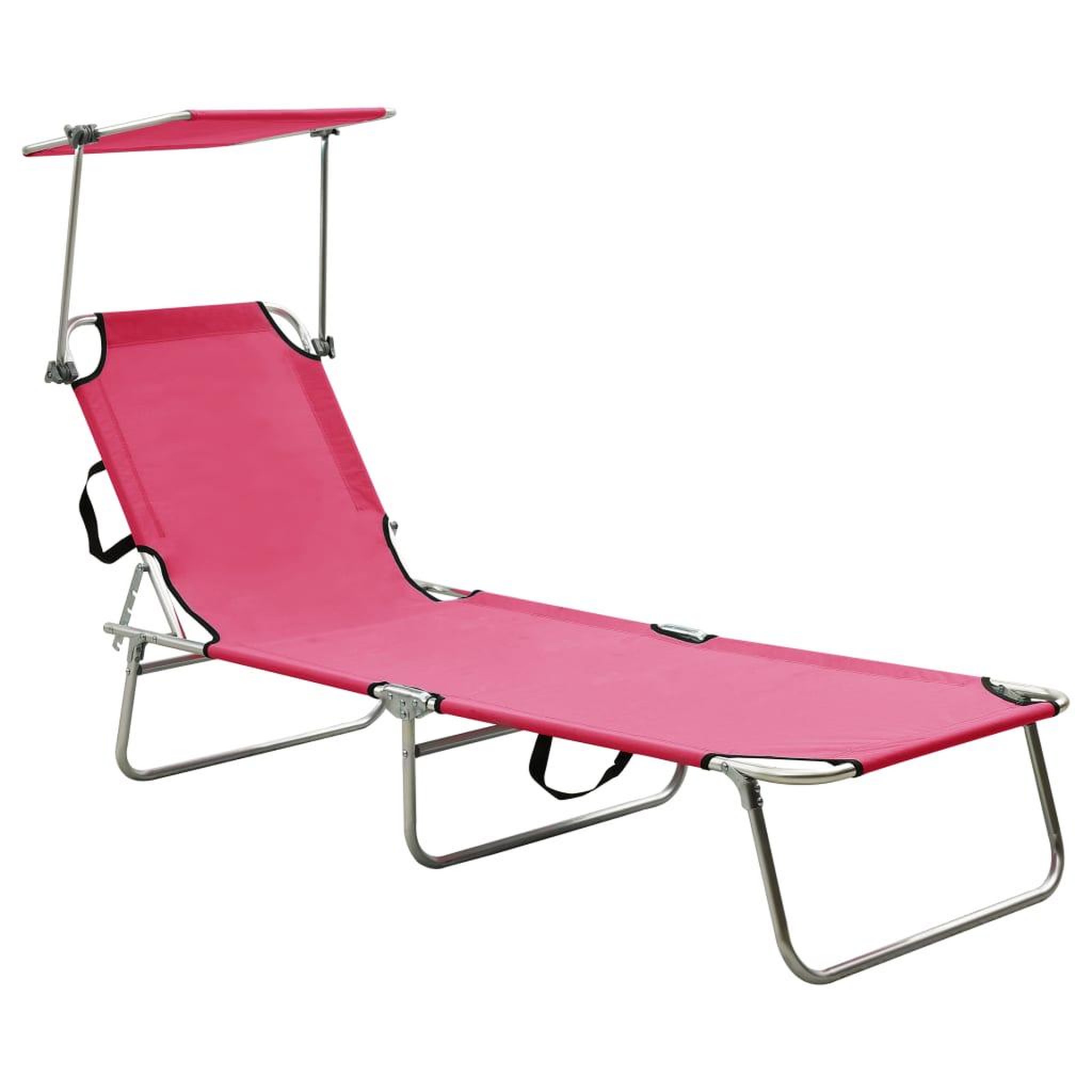 Voir la diapositive 1 : VIDAXL Chaise longue pliable avec auvent Rose Aluminium