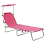 Voir la diapositive 1 : VIDAXL Chaise longue pliable avec auvent Rose Aluminium