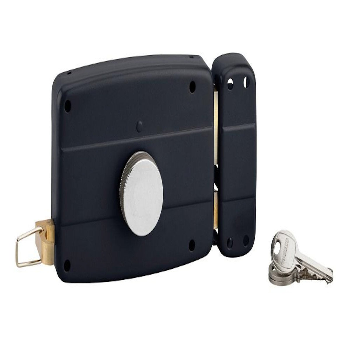 THIRARD Serrure de garage en applique, horizontale à bouton, sens droit, noir THIRARD