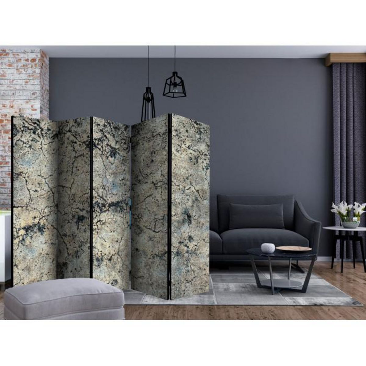 Paris Prix Paravent 5 Volets  Cracked Stone  172x225cm