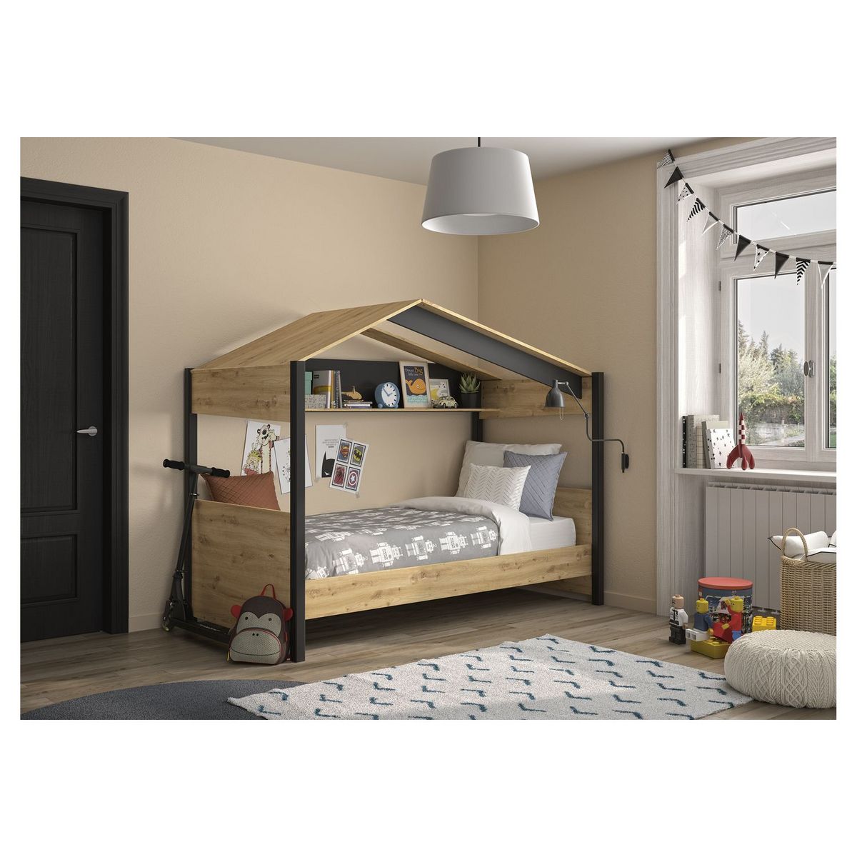 Lit cabane enfant 90x200 cm NOE