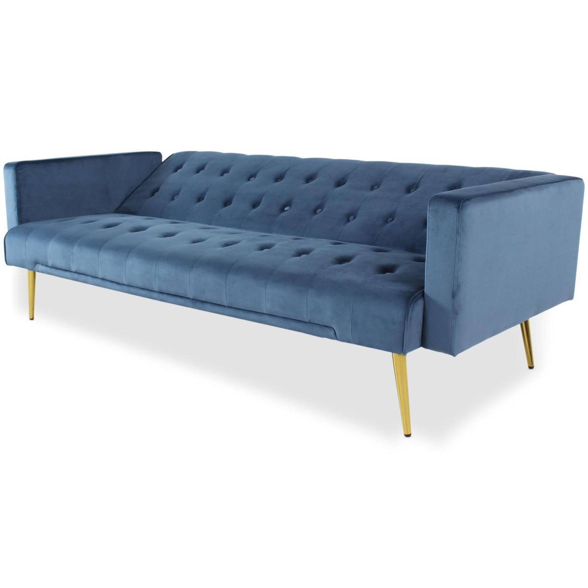Voir la diapositive 6 : Paris Prix Canapé convertible velours  tybio  191cm bleu