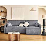 LISA DESIGN Apolline - canapé d'angle réversible 4 places convertible avec coffres en tissu moucheté. Coloris disponibles : Orange, Vert, Bleu, Beige, Gris