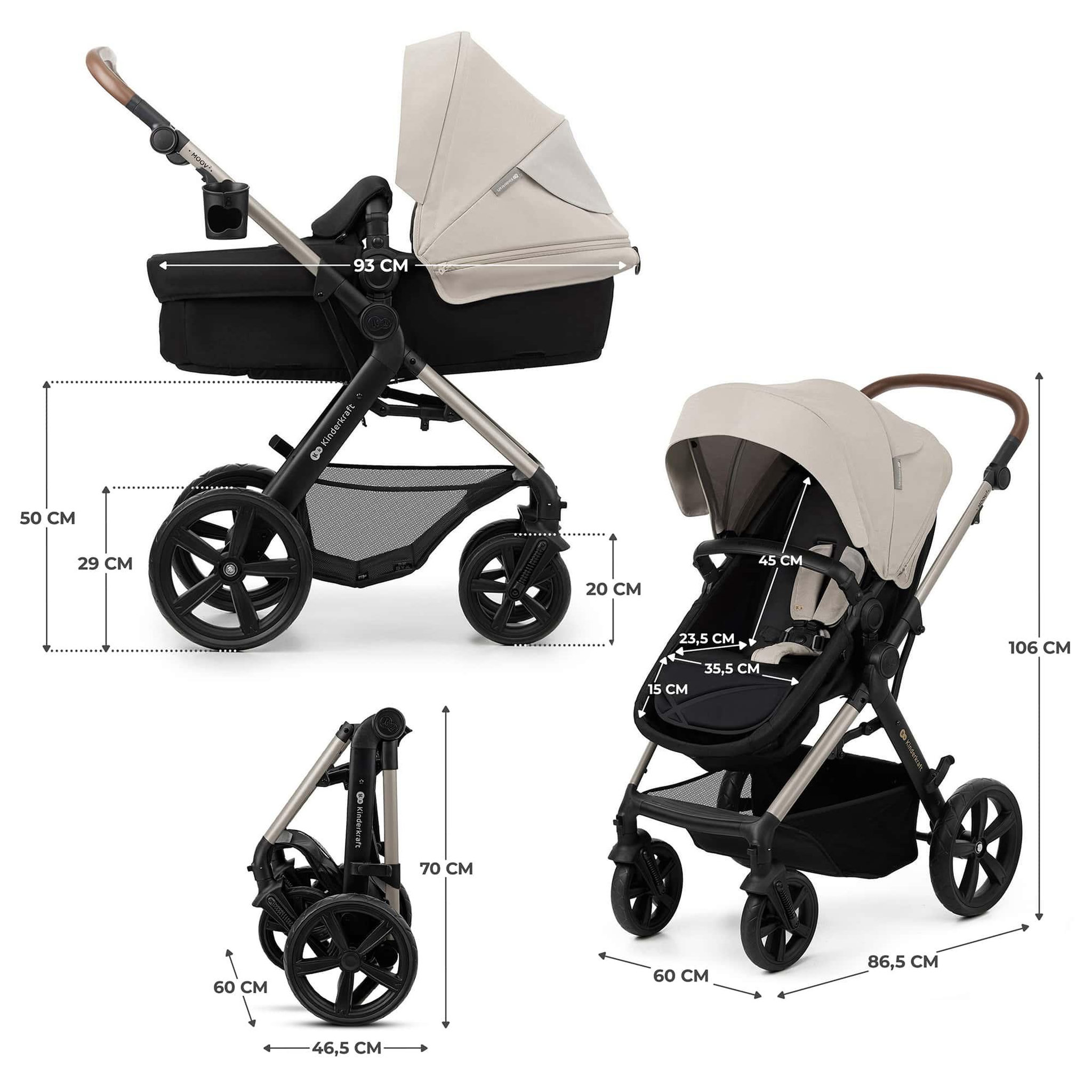 Voir la diapositive 6 : KINDERKRAFT Poussette 4en1 moov 2 pratique et confortable