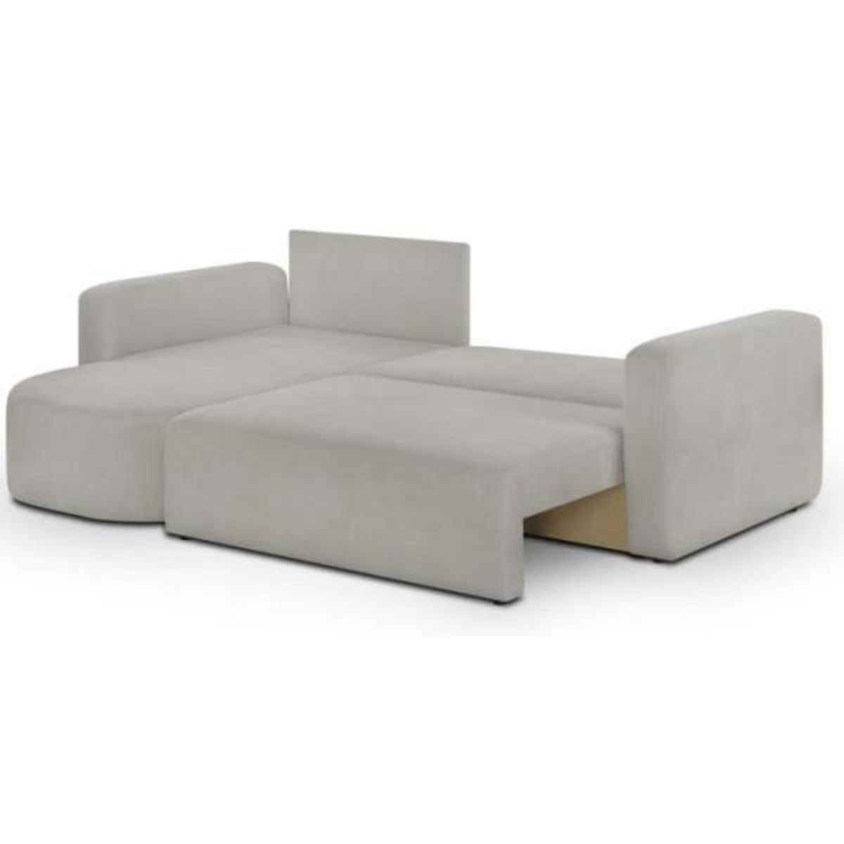 MARKET24 Canapé d'angle convertible et réversible 3 places GALET - Velours côtelé gris - Coffre de rangement - L238 x P154 x H86 cm