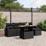 VIDAXL Salon de jardin 6 pcs avec coussins noir resine tressee