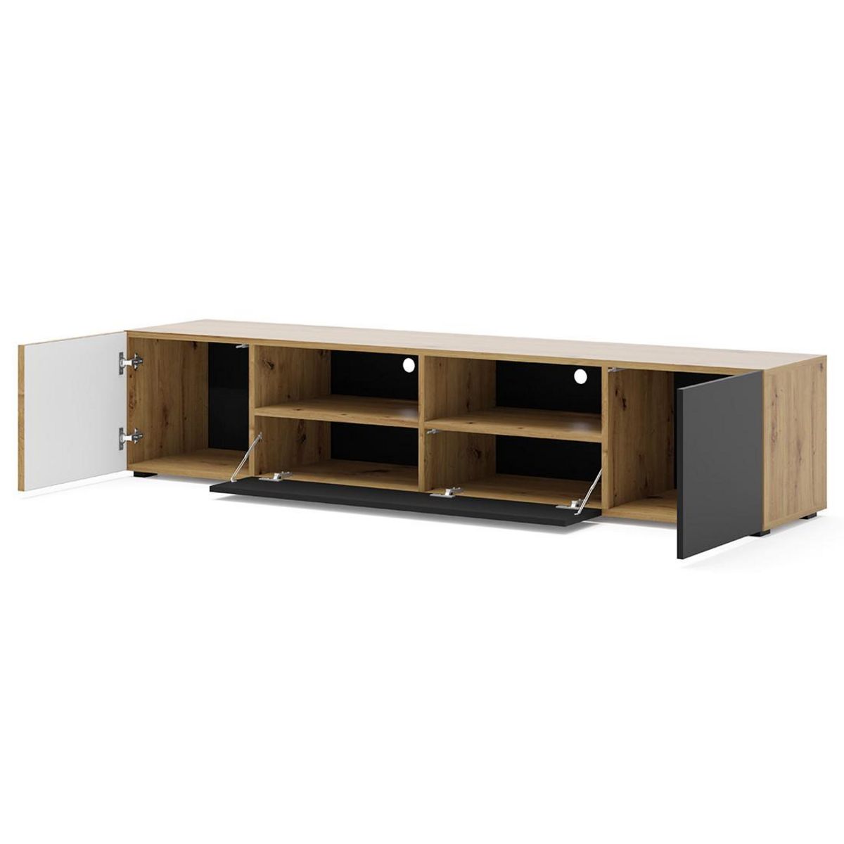 BEST MOBILIER Ozzy - meuble tv - effet bois et noir - 200 cm