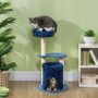 Voir la diapositive 2 : PAWHUT Arbre à chat design - niche, 2 plateformes, 2 coussins, griffoirs - peluche bleu roi
