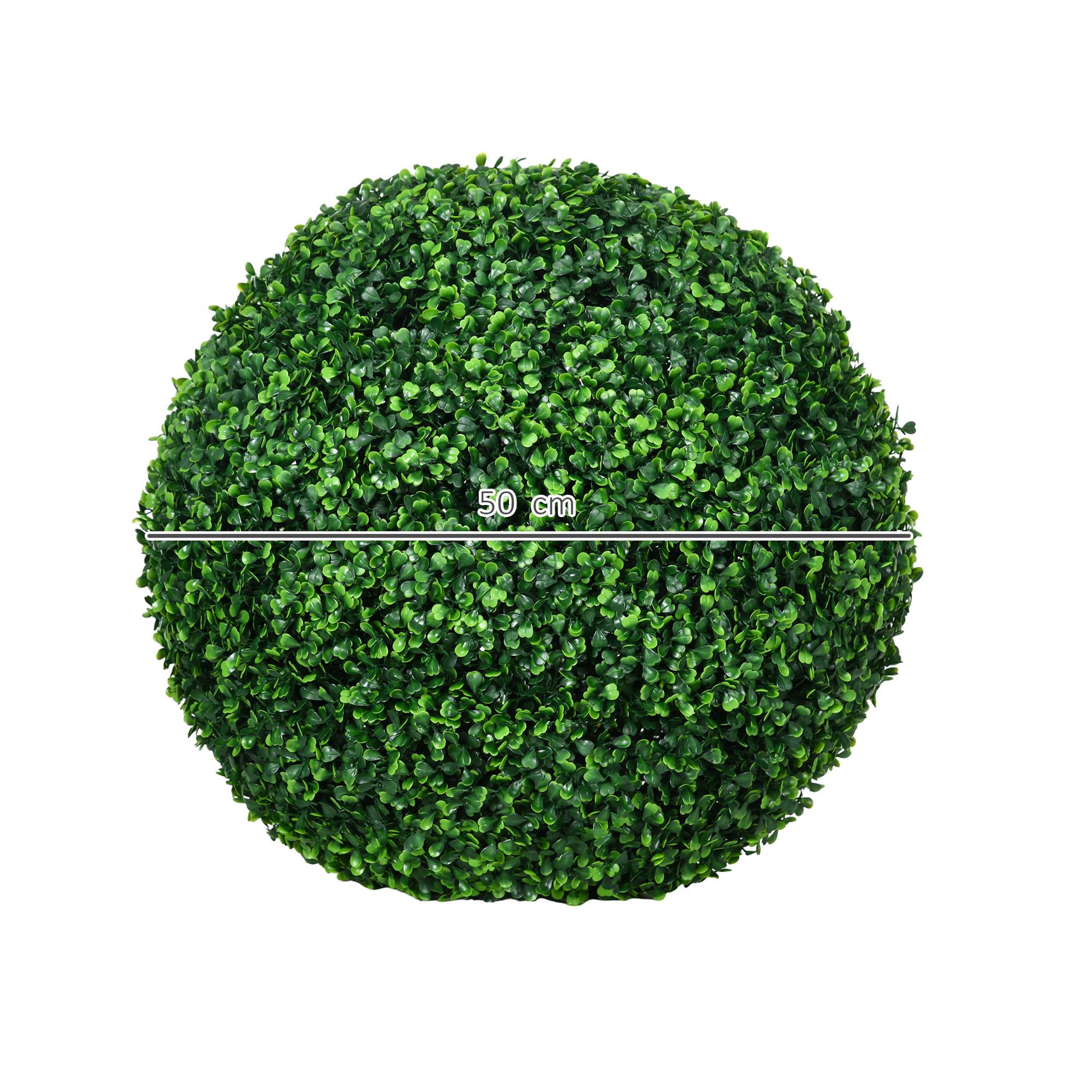Voir la diapositive 3 : HOMCOM Lot de 2 buis artificiels topiaires artificielles en forme de boule Ø 50 cm PE vert