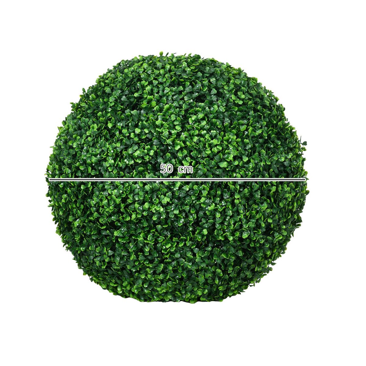 HOMCOM Lot de 2 buis artificiels topiaires artificielles en forme de boule Ø 50 cm PE vert