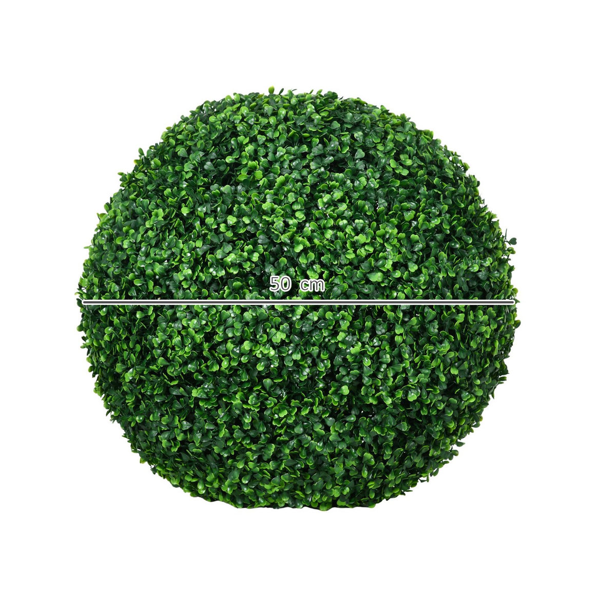HOMCOM Lot de 2 buis artificiels topiaires artificielles en forme de boule Ø 50 cm PE vert