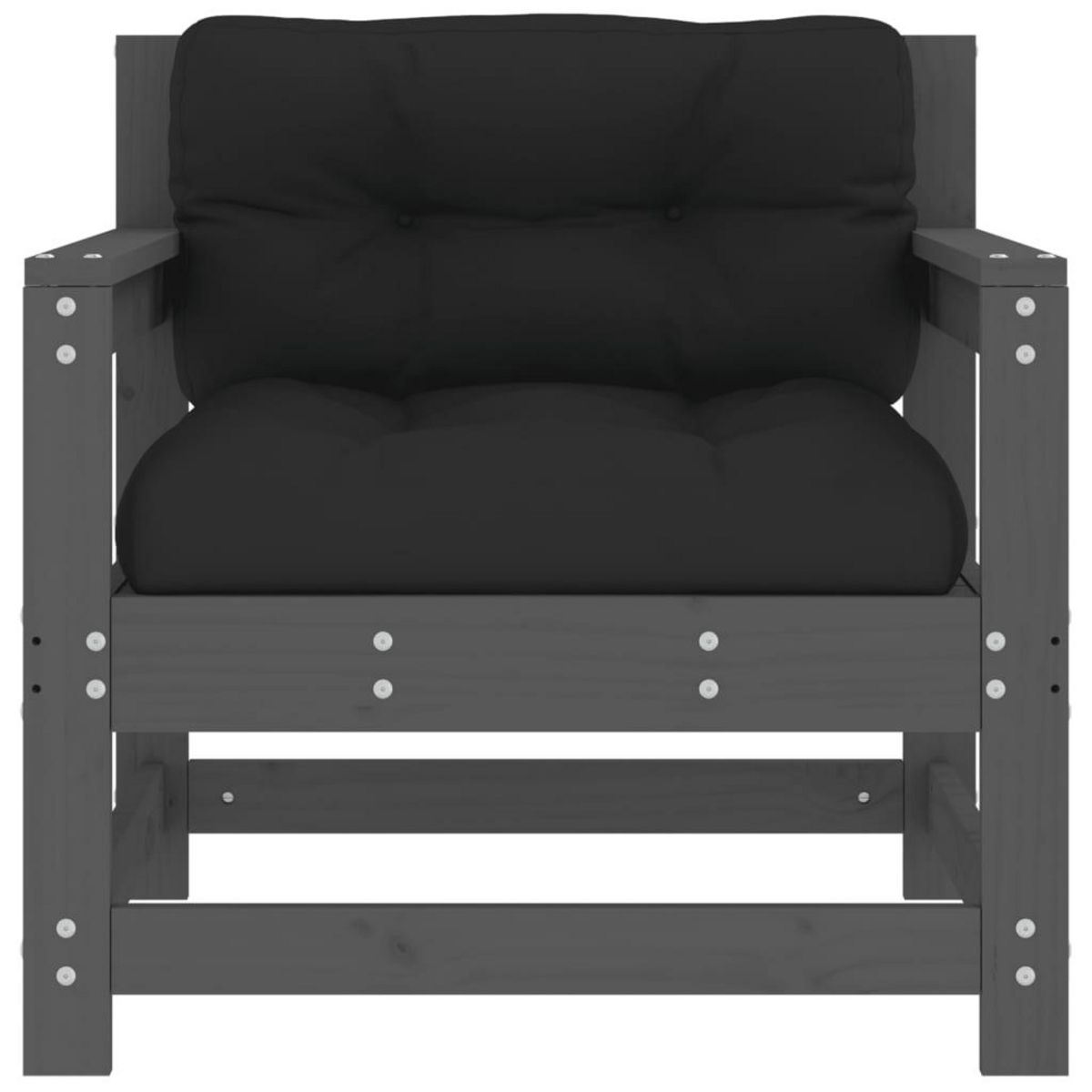 VIDAXL Chaises de jardin et coussins lot de 2 gris bois de pin massif