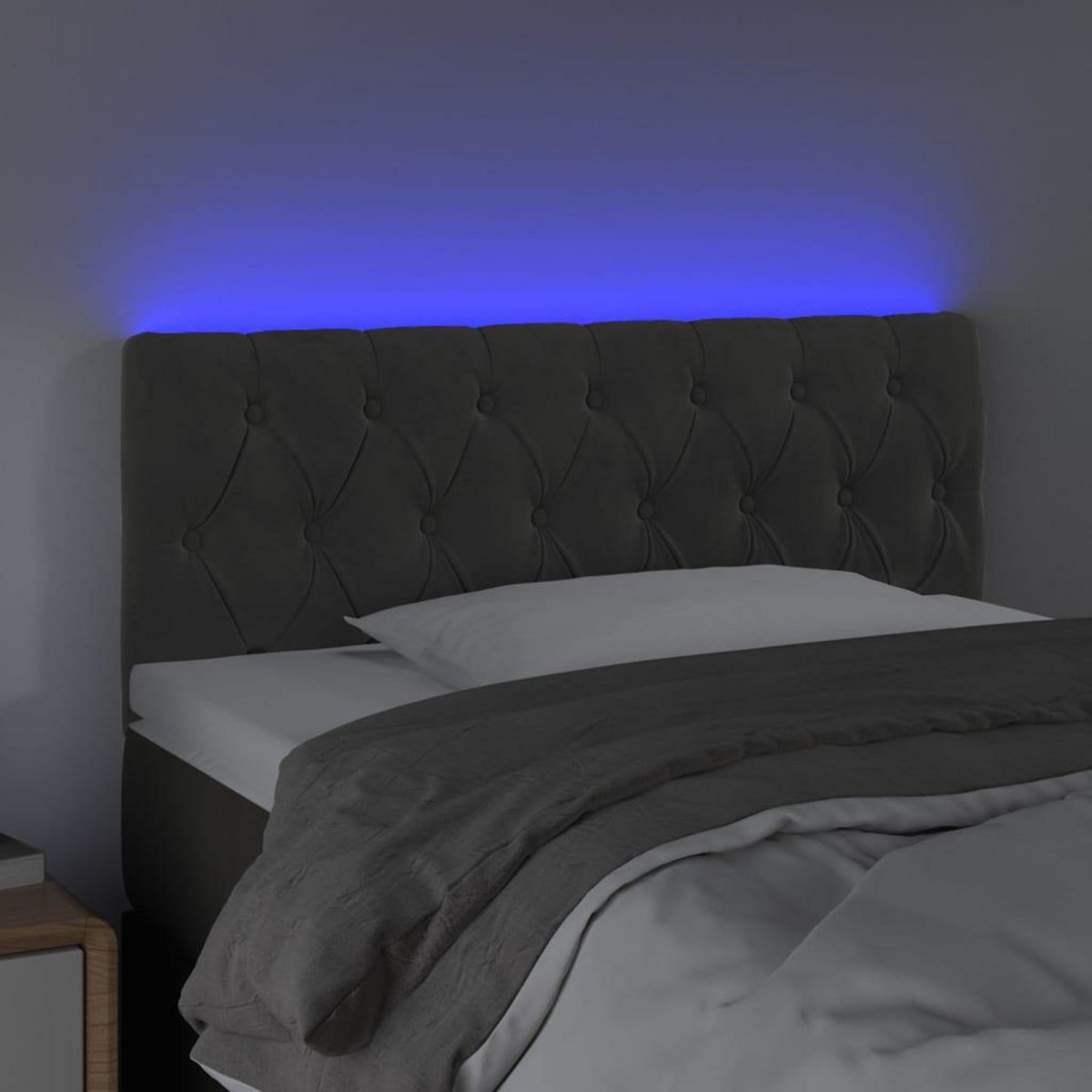 VIDAXL Tete de lit a LED Gris fonce 100x7x78/88 cm Velours