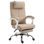 Voir la diapositive 1 : HOMCOM Fauteuil de bureau manager grand confort repose-pied tétière intégrés dossier inclinable lin beige