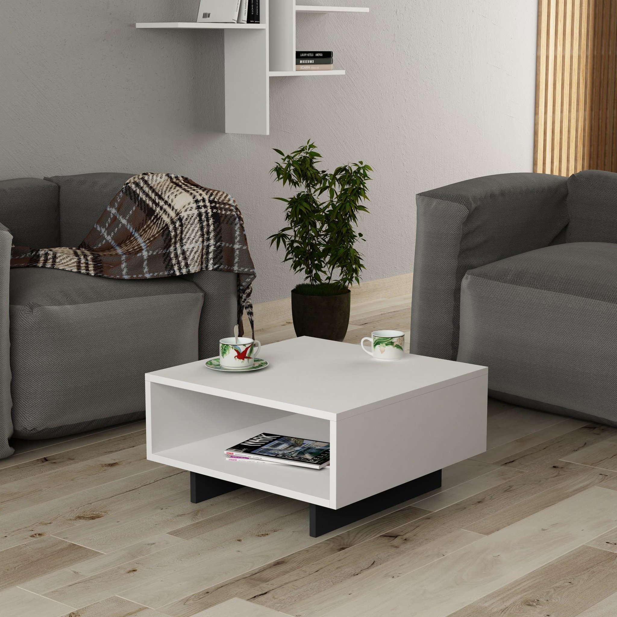 Voir la diapositive 2 : Habitat et Jardin Table basse en bois  Hola  - 60 x 60 x 32 cm - Blanc